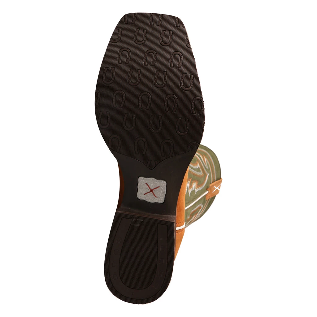 Twisted X Boots 'Twisted X' Men's 12" Horseman Western Square Toe - Tan / Dk Green 8 Twisted X Boots 'Twisted X' Men's 12" Horseman Western Square Toe - Tan / Dk Green