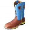 Twisted X Boots 'Twisted X' Men's Cowboy Skull Western Square Toe - Neon Blue / Neon Yellow / Brown Oiled Shoulder