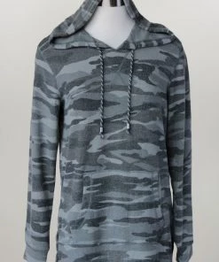 'Keren Hart' Women's Knit Camo Hoodie - Grey (ext. Sizes)