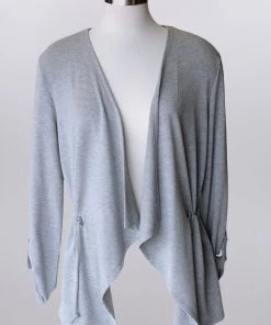 'Keren Hart' Women's Drawstring Cardigan - Heather Grey