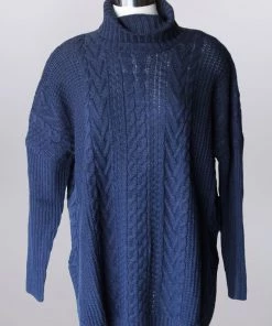 'Keren Hart' Women's Pullover Cowl Neck Sweater - Navy