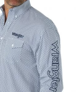 'Wrangler' Men's Logo Western Button Down - Blue