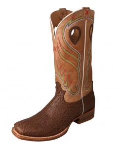Twisted X Boots 'Twisted X' Men's 14" Ruff Stock Western Square Toe - Cognac / Crazy Horse Brown