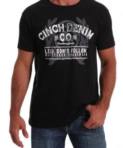 'Cinch' Men's Screen Print Logo Tee - Black