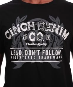 'Cinch' Men's Screen Print Logo Tee - Black