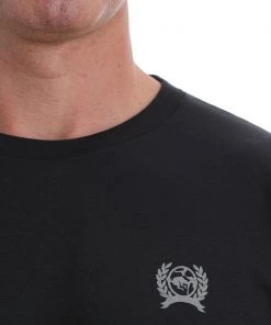 'Cinch' Men's Classic Crew Neck Logo Tee - Black