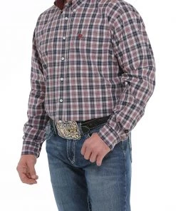 'Cinch' Men's Western Plaid Button Front - Burgundy / Grey