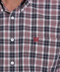 'Cinch' Men's Western Plaid Button Front - Burgundy / Grey