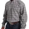 'Cinch' Men's Western Plaid Button Front - Purple / Black / White