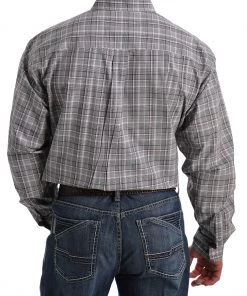 'Cinch' Men's Western Plaid Button Front - Purple / Black / White