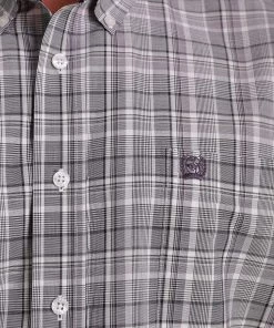 'Cinch' Men's Western Plaid Button Front - Purple / Black / White