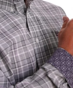 'Cinch' Men's Western Plaid Button Front - Purple / Black / White