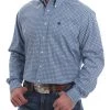 'Cinch' Men's Western Dot Print Button Down - Blue / White
