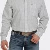'Cinch' Men's Plaid Long Sleeve Button Down -WHITE