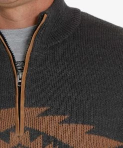 'Cinch' Men's 1/4 Zip Sweater - Charcoal