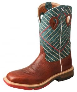 Twisted X Boots 'Twisted X' Men's 13" Cellstretch Work EH Alloy Toe - Cognac / Dark Green