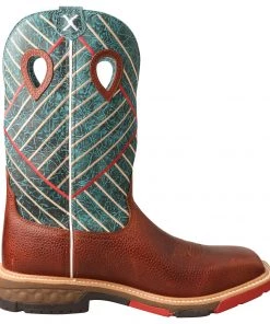 Twisted X Boots 'Twisted X' Men's 13" Cellstretch Work EH Alloy Toe - Cognac / Dark Green