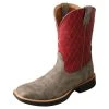 Twisted X Boots 'Twisted X' Men's 11" Tech-X Cellstretch Western Square Toe - Grey / Red