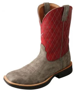 Twisted X Boots 'Twisted X' Men's 11" Tech-X Cellstretch Western Square Toe - Grey / Red