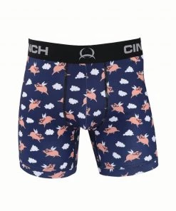 'Cinch' Men's 6" Pigs Fly Boxer Brief - Navy