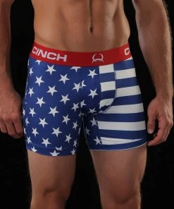 'Cinch' Men's 6" Flag Boxer Brief - Red / White / Blue