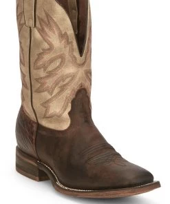 'Nocona' Men's 11" Henry Western Square Toe - Antiqued Brown Cowhide / Vintage Stone 16 'Nocona' Men's 11