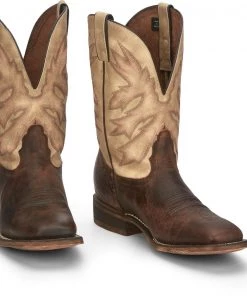 'Nocona' Men's 11" Henry Western Square Toe - Antiqued Brown Cowhide / Vintage Stone 18 'Nocona' Men's 11