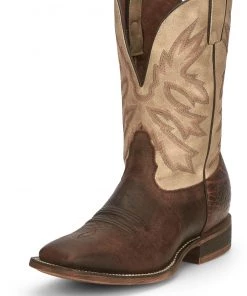 'Nocona' Men's 11" Henry Western Square Toe - Antiqued Brown Cowhide / Vintage Stone 17 'Nocona' Men's 11