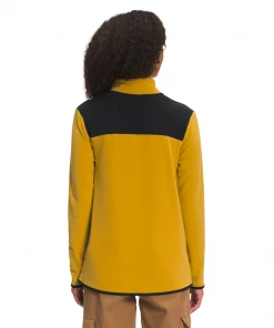 'The North Face' Women's TKA Glacier Snap Pullover - Arrowwood Yellow / TNF Black