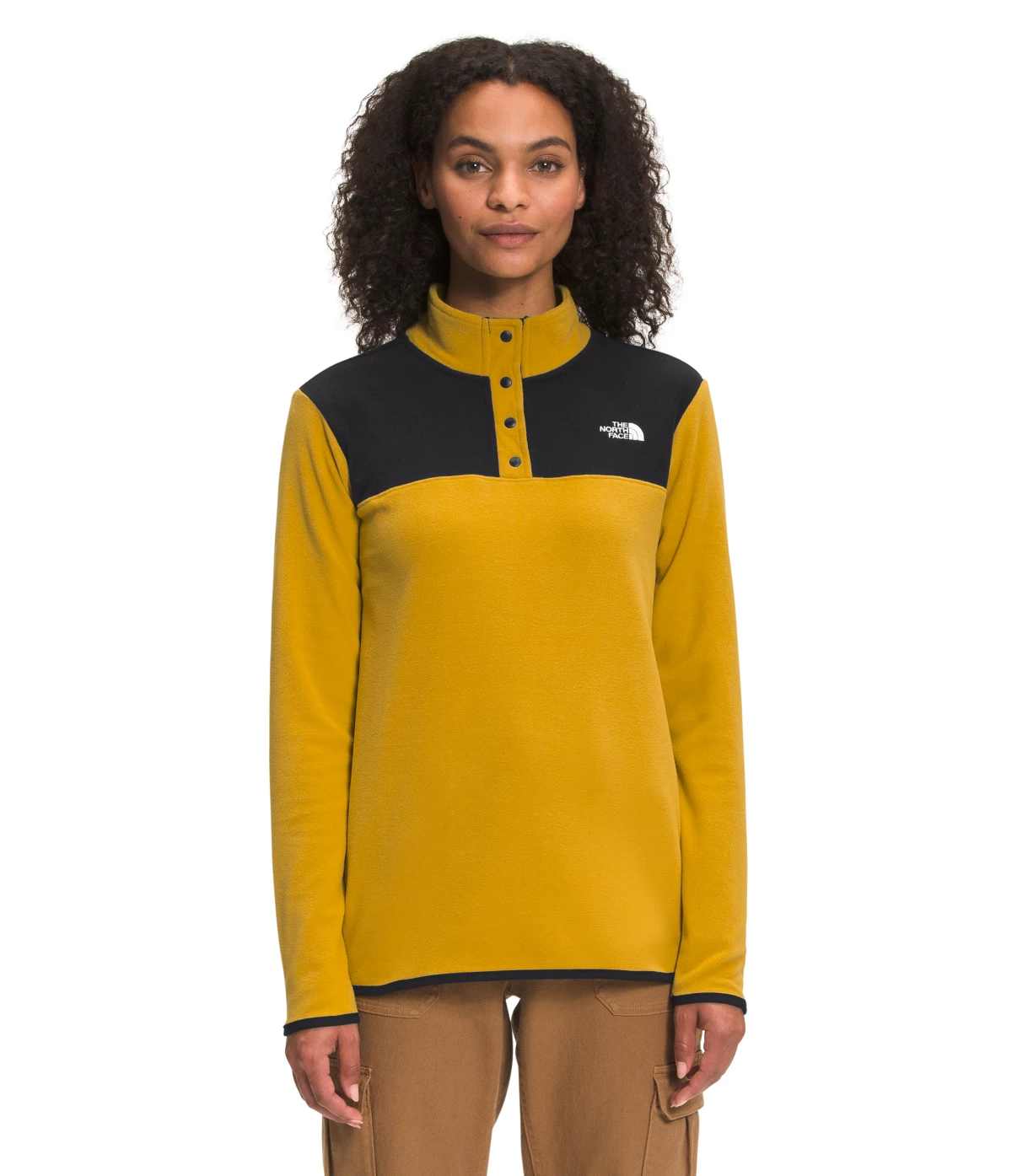 'The North Face' Women's TKA Glacier Snap Pullover - Arrowwood Yellow / TNF Black 3 'The North Face' Women's TKA Glacier Snap Pullover - Arrowwood Yellow / TNF Black