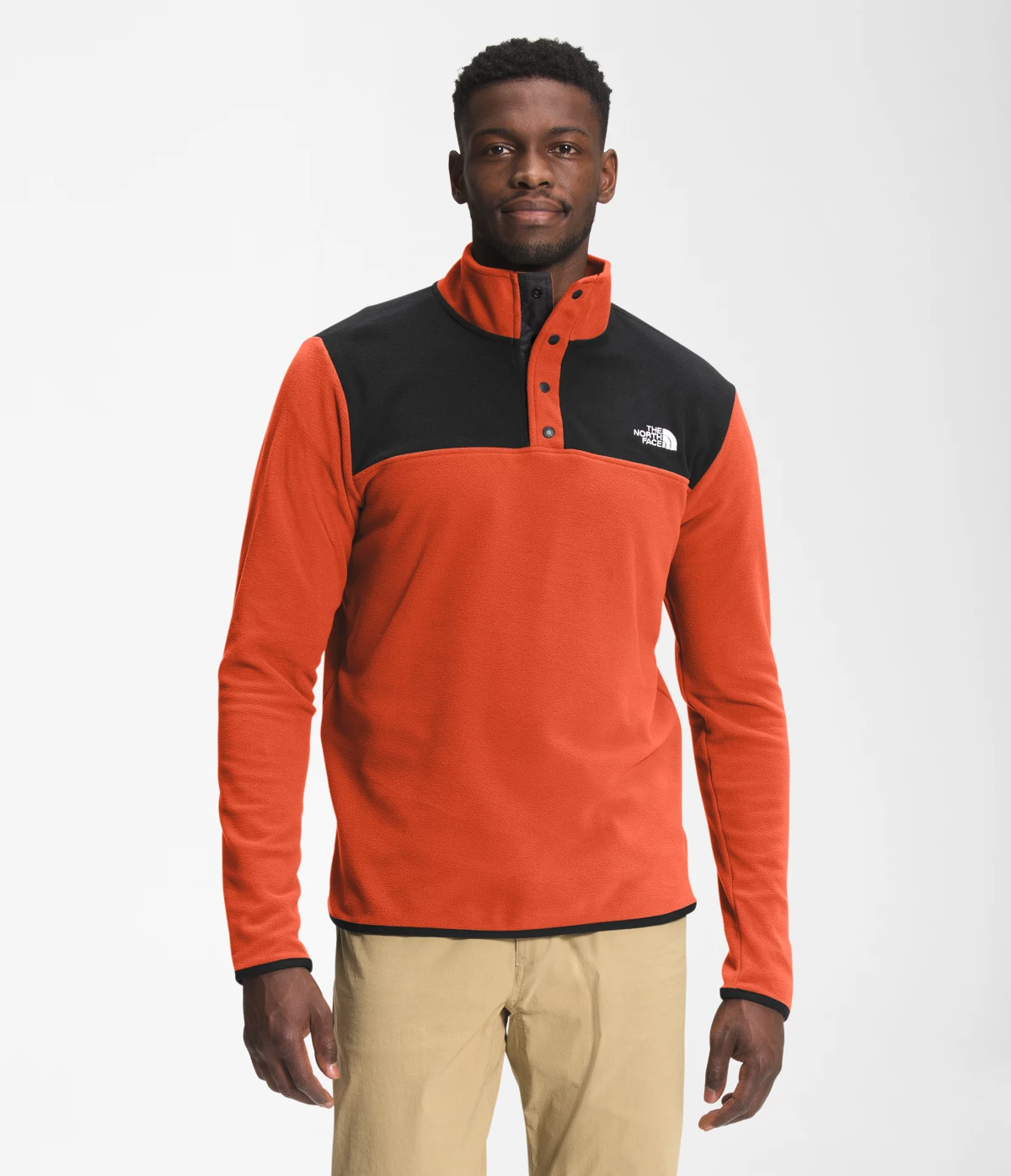 'The North Face' Men's TKA Glacier Snap Pullover - Burnt Ochre / TNF Black 3 'The North Face' Men's TKA Glacier Snap Pullover - Burnt Ochre / TNF Black