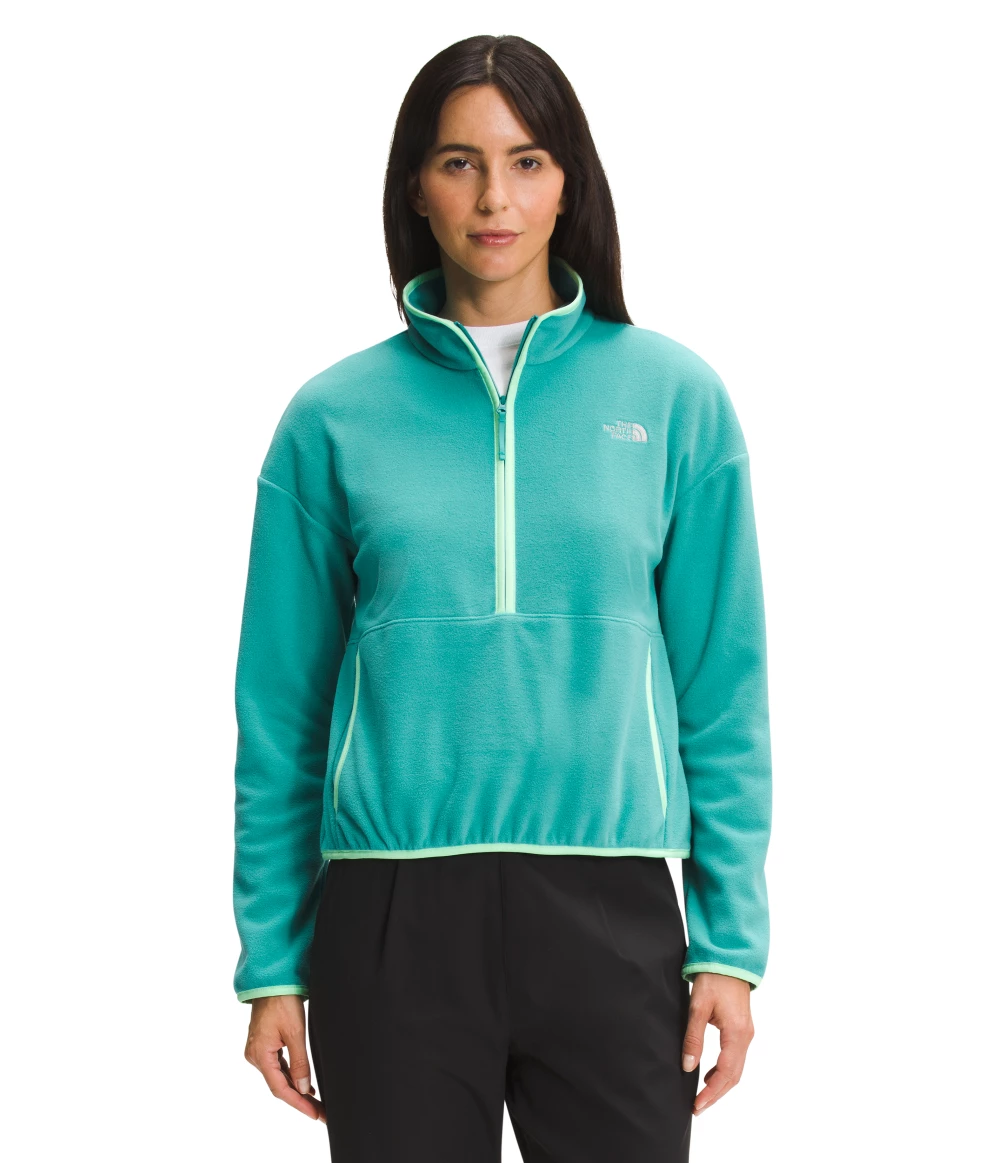 'The North Face' Women's TKA Glacier Crop Pullover - Porcelain Green 3 'The North Face' Women's TKA Glacier Crop Pullover - Porcelain Green