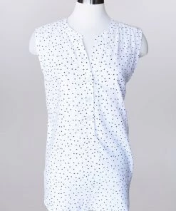 'Keren Hart' Women's Sleeveless Top - White / Navy