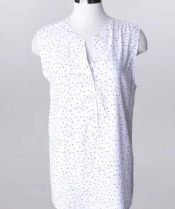 'Keren Hart' Women's Sleeveless Top - White / Red (ext. Sizes)