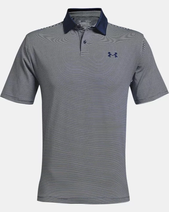 'Under Armour' Men's Performance Stripe Polo - Academy / White 4 'Under Armour' Men's Performance Stripe Polo - Academy / White