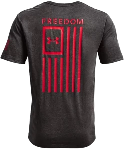 'Under Armour' Men's New Freedom Flag T-Shirt - Charcoal Medium Heather / Red