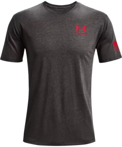'Under Armour' Men's New Freedom Flag T-Shirt - Charcoal Medium Heather / Red