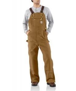 'Carhartt' Men's Unlined Duck Zip To Thigh Bib Overall - Carhartt Brown