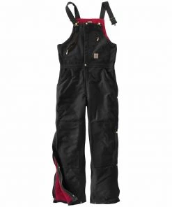 'Carhartt' Men's Zip To Waist Quilt Lined Biberall - Black