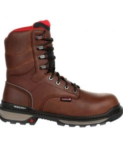 'Rocky' Men's 8" Rams Horn WP Soft Toe - Dark Brown