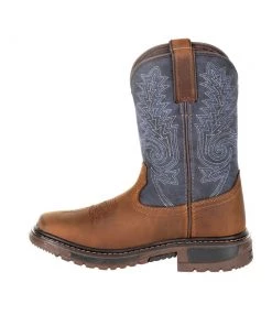 Kids 'Rocky' Youth Ride FLX Square Toe - Denim Blue / Brown 13 Kids 'Rocky' Youth Ride FLX Square Toe - Denim Blue / Brown