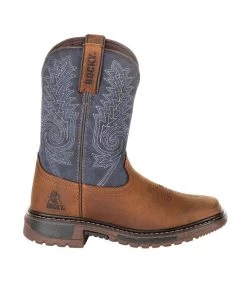 'Rocky' Child Ride FLX Square Toe Boot - Denim Blue / Brown