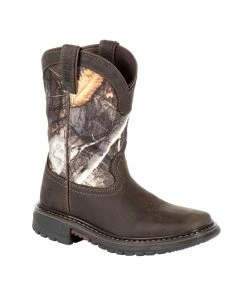 Kids 'Rocky' Youth Ride FLX WP Boot - Brown / Realtree Camo