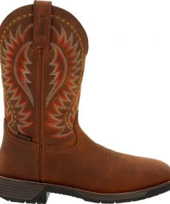 'Rocky' Men's 11" Rugged Trail EH WP Western Square Toe - Brown