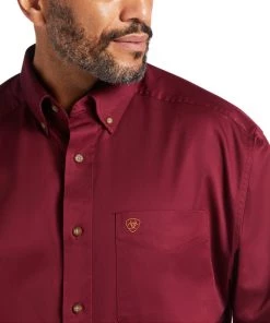 'Ariat' Men's Solid Twill Classic Fit Button Front - Burgundy 7 'Ariat' Men's Solid Twill Classic Fit Button Front - Burgundy