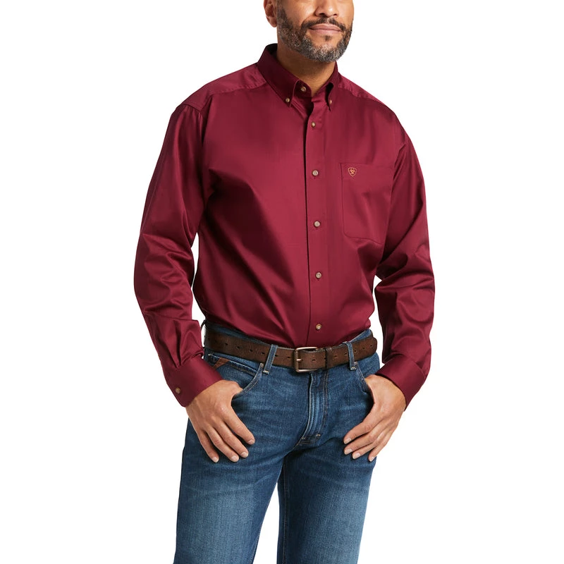 'Ariat' Men's Solid Twill Classic Fit Button Front - Burgundy 3 'Ariat' Men's Solid Twill Classic Fit Button Front - Burgundy