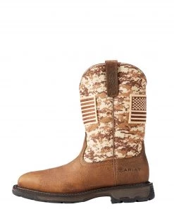 'Ariat' Men's Workhog Patriot EH Soft Toe - Sand Camo / Cream / Tan