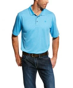 'Ariat' Fade Tek Polo Stripe - Blue Men