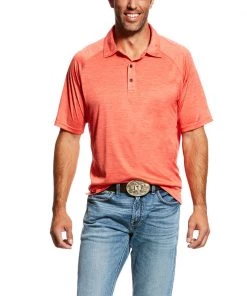 'Ariat' Men's Charger Polo Shirt - Coral Fan