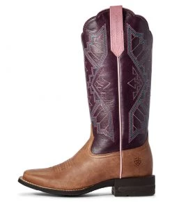 'Ariat' Women's 13" Jackpot Western Square Toe - Tan / Purple